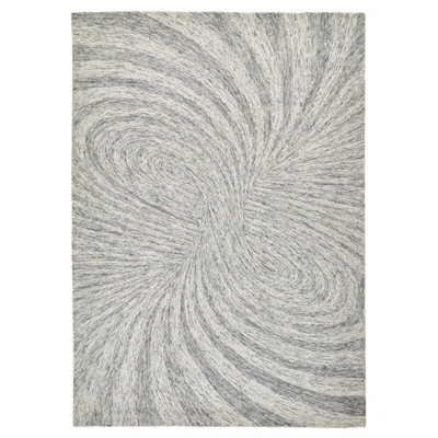 Cotton Handmade Luxurious Modern Wool Grey Geometric Optical 3D Rug for Living Room and Bedroom-120cm X 170cm - 6
