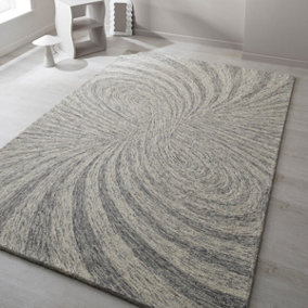 Cotton Handmade Luxurious Modern Wool Grey Geometric Optical 3D Rug for Living Room and Bedroom-160cm X 230cm
