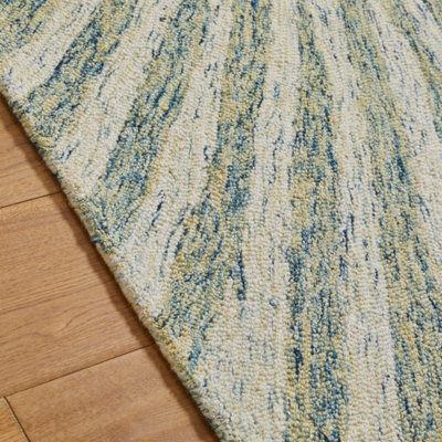 Cotton Handmade Luxurious Modern Wool Optical 3D Green Geometric Rug for Living Room & Bedroom-120cm X 170cm