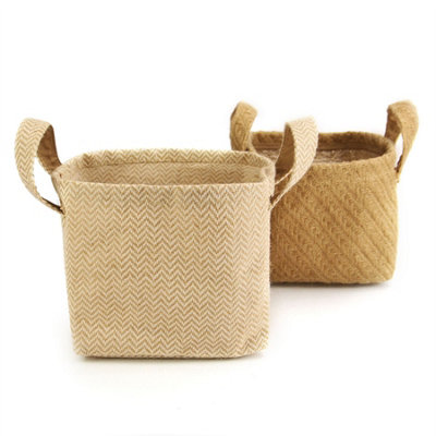 Cotton Jute Storage Baskets - Pack of 2 - M&W