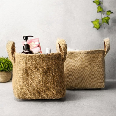 Cotton Jute Storage Baskets - Pack of 2 - M&W
