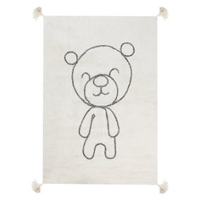 Cotton Kids Rug Teddy Bear Print 140 x 200 cm Beige ZORAKAN