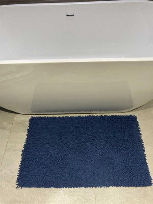 Cotton Loop Shaggy Bath Mat Navy Blue 50x80cm