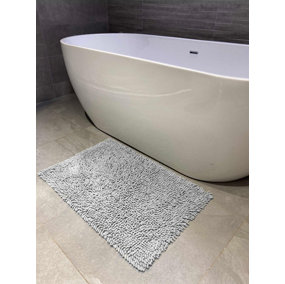 Cotton Loop Shaggy Bath Mat Silver 50x80cm