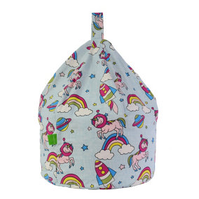 Cotton Pastel Rainbow Space Unicorn Bean Bag Child Size