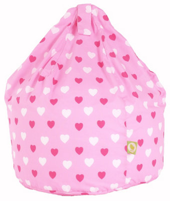Cotton Pink Hearts Bean Bag Child Size