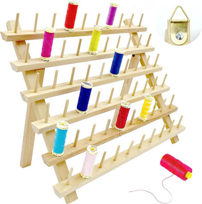 12-reel Wooden Thread Stand Holder Rack Sewing Embroidery Storage