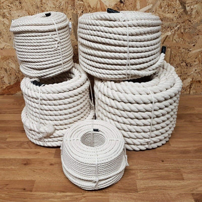 Cotton Rope, Natural Twisted Cotton Thread - 20 m / 65 ft of 8 mm Thick ...