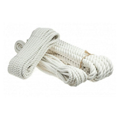 Cotton Rope, Natural Twisted Cotton Thread - 5 m / 16 ft of 6 mm Thick Soft for DIY Crafts, Decking Rope, Gardening, Bundling