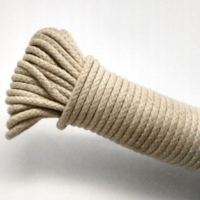 COTTON ROPE, NATURAL WOVEN COTTON THREAD - 5 M / 16 FT OF 4 MM THICK ...