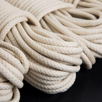 COTTON ROPE, NATURAL WOVEN COTTON THREAD - 5 M / 16 FT OF 4 MM THICK ...