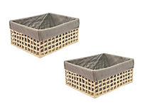 Cotton Rope Storage Basket Set Of 2 Large,Beige