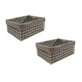Cotton Rope Storage Basket Set Of 2 Large,Grey