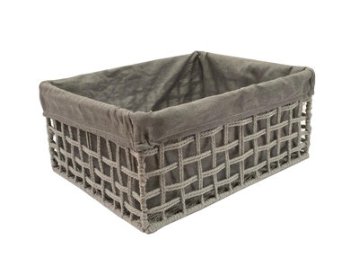 Cotton Rope Storage Basket Set Of 2 Medium,Grey