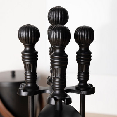 Cottonwood Fireside Companion Set Tool Stand Square Base Black Matte Finish