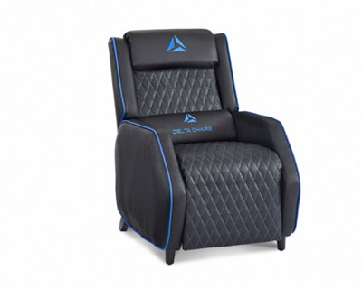 Cougar Gaming Recliner Armchair with Footrest , Black Faux Leather With Blue Trim