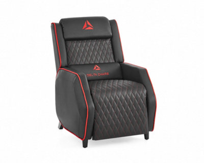 Cougar Gaming Recliner Armchair with Footrest , Black Faux Leather With Red Trim