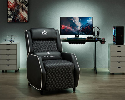 Cougar Gaming Recliner Armchair with Footrest , Black Faux Leather With White Trim