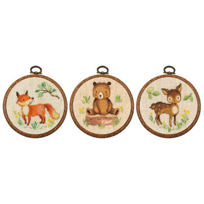 Counted Cross Stitch Kit: Miniature Forest Animals: Set of 3