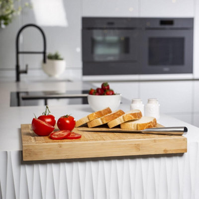 Counter Edge Chopping Board Wood Large Bamboo Cutting Board with Lip ...