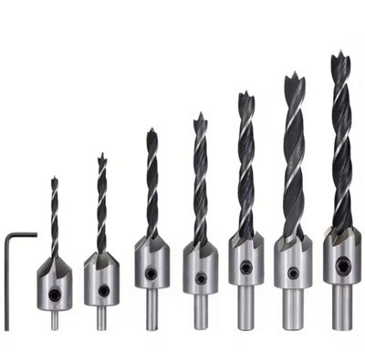 Countersink Drill Bits Set 7pcs, wood drill bits, 3, 4, 5, 6, 7, 8,10mm