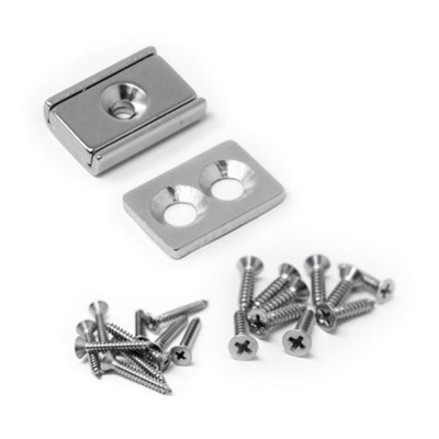 Countersunk Magnet & Steel Plate Catch Pack for Cupboards, Cabinets and ...