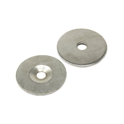 Countersunk Steel Disc for Using Magnets, Hang Artwork or Noticeboards - 34mm dia x 2mm thick x 6.2mm hole - Pack of 10