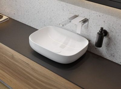 Countertop Basin Sink Oval 490mm X 395mm White Ceramic 49cm Sit On Quality Bathroom UP (Only Basin Included)