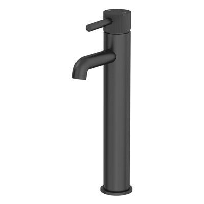 Countertop Tall Basin Sink Mixer Tap Bathroom Single Lever Fluted Matt Black