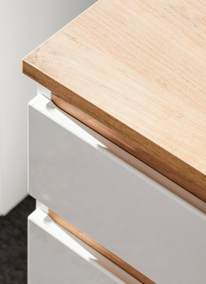 Countertop Vanity Sink Unit Wall Bathroom 940mm Drawer Storage Shelf Cabinet White Gloss OakPlat
