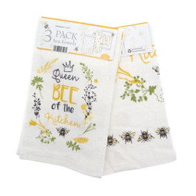 Country Club 3 Pack Tea Towels Queen Bee