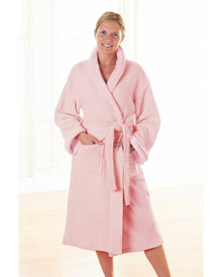 Country Club Cosy Super Fluffy Fleece Dressing Gown Ladies Mens Blush