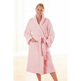 Country Club Cosy Super Fluffy Fleece Dressing Gown Ladies Mens Blush