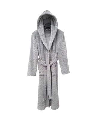 Country Club Cosy Super Fluffy Hooded Bathrobe Geometric Ladies Mens