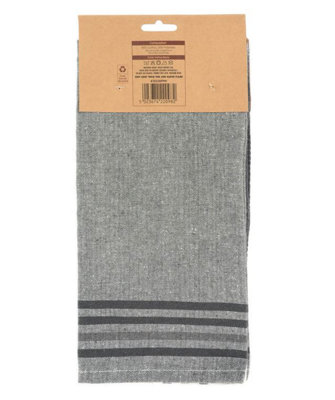 Country Club Eco Pro Chef 3 Pack Tea Towels Grey Stripe - 3