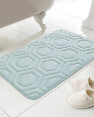 Country Club Geo Memory Foam Bath Mat Blue 43x61 cm