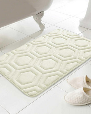 Country Club Geo Memory Foam Bath Mat Cream 43x61 cm