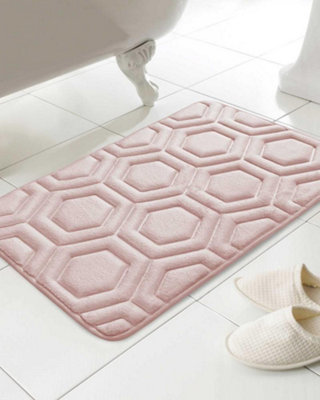 Country Club Geo Memory Foam Bath Mat Pink 43x61 cm