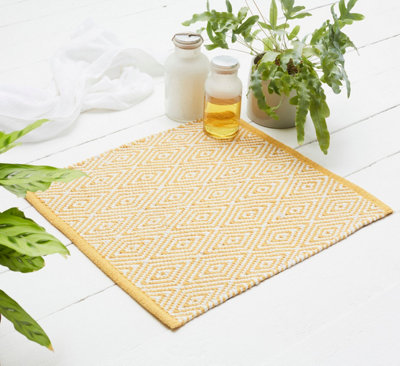 Country Club Shower Mat Diamond Ochre