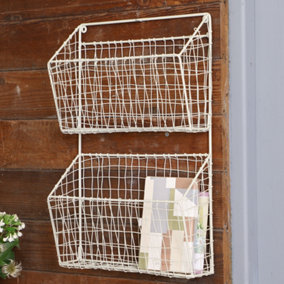 Country Cream 2 Section Wire Storage Rack
