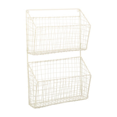 Country Cream 2 Section Wire Storage Rack