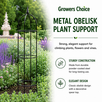Country Forge Heavy Duty 2.4m Metal Garden Obelisk Black Powder Coated ...