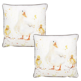 Country Life Ducks Filled Decorative Throw Scatter Cushion - 43 x 43cm - Set of 2