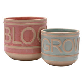 Country Living Set of 2 Ceramic Planters Bloom & Grow