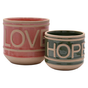 Country Living Set of 2 Ceramic Planters Love & Hope