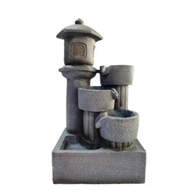 Country Living Water Fountain Containing 3 Pots & 1 Light