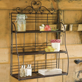 Country Style 3 Tier Kitchen Wall Shelf