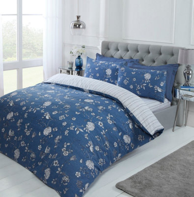 Country Toile Duvet Set King Navy