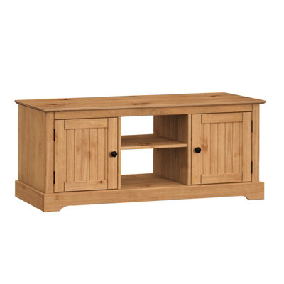 Country TV Unit Stand 2 Door Media FlatScreen Television Pine