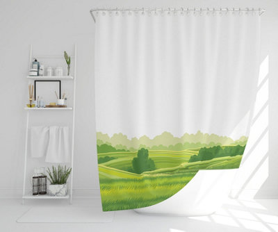 countryside landscape illustration (Shower Curtain) / Default Title Price Comparisons | Compare The Build